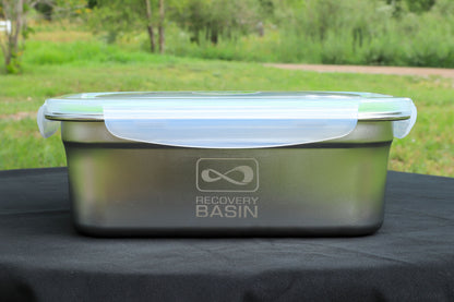 Recovery Basin Reusable Large Food Container - 84oz Stainless Steel with Leakproof PP Lid